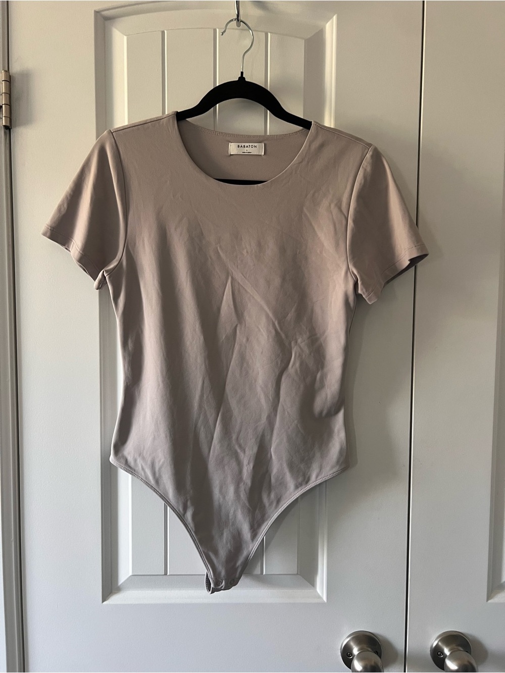 Babaton Original Contour Crew Bodysuit in Taupe Grey - Picture 2 of 5